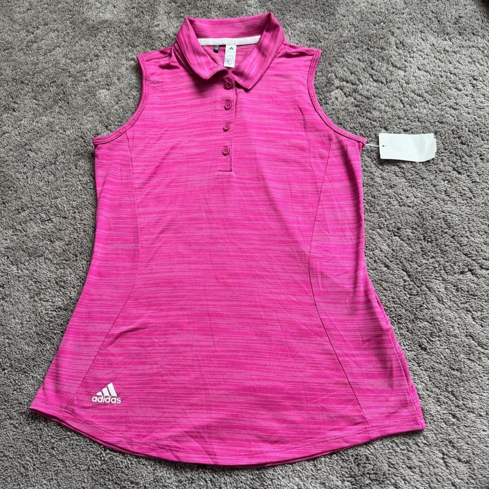 Adidas Primegreen Pink Sleeveless Polo Shirt